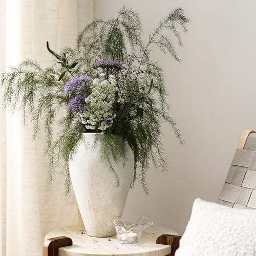 White Ceramic Vase - Large 11.8 Inch Tall Floor Vase for Centerpieces, Farmhouse Rustic Minimalis... | Amazon (US)