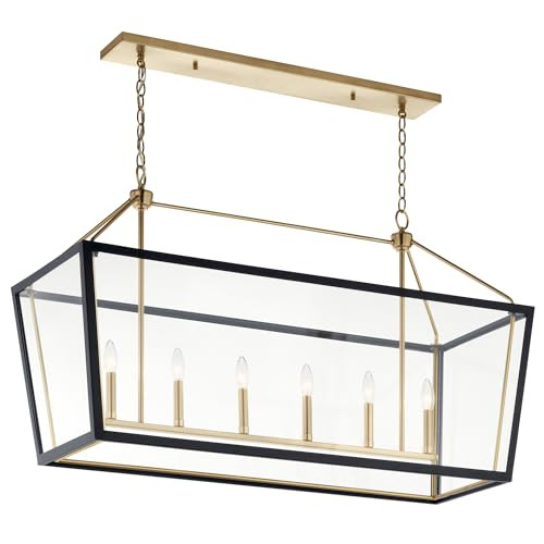 KICHLER Delvin 6-Light Linear Chandelier, Updated Traditional Light with Clear Glass in Champagne Bronze and Black for Dining Room or Kitchen (26" x 16" x 44"), 52622CPZBK | Amazon (US)