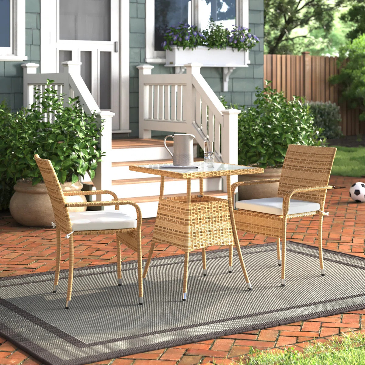 Frazer Square 2 - Person 23.6" Long Bistro Set with Cushions | Wayfair North America