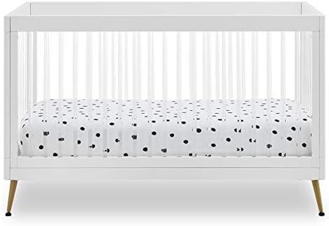 Delta Children Sloane 4-in-1 Acrylic Convertible Crib - Includes Conversion Rails, Bianca White w... | Amazon (US)