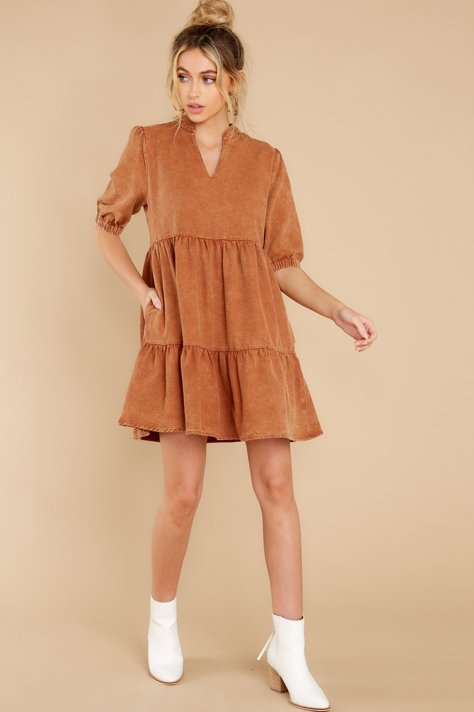 Not So Basic Caramel Brown Dress | Red Dress 