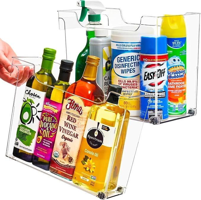 Sorbus Roll Out Bottle Organization Bins - 2 Sizes Pantry Under Sink Organizer with Wheels & Hand... | Amazon (US)
