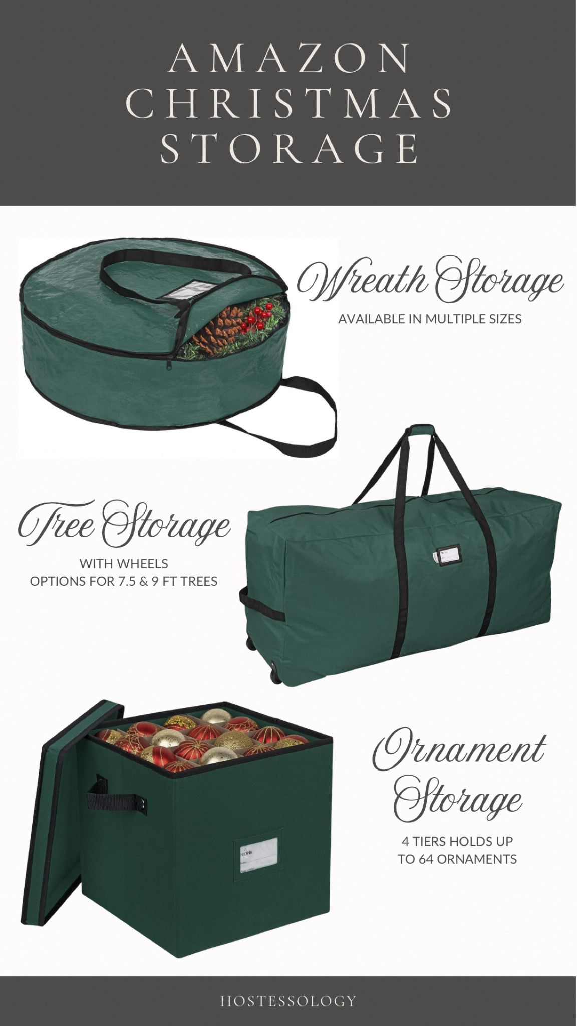 Christmas decor storage containers on Amazon ✨ including divided box for ornaments, tree bag with wheels, and round wreath box available in multiple sizes 🌲

#LTKHoliday #LTKFindsUnder50 #LTKHome