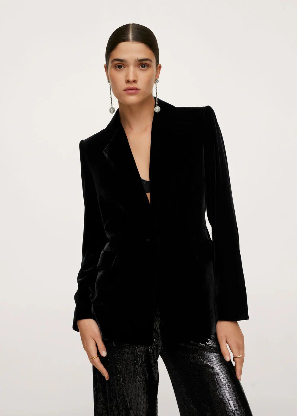 Velvet structured blazer -  Women | Mango USA | MANGO (US)