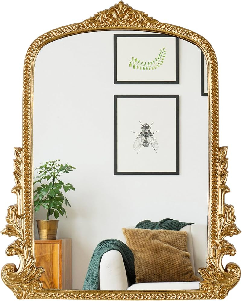 Gold Arched Mirror (15.9 * 19.8 inches) Ornate Baroque Arch Wall Mirror-for Living Rooms, Hallway... | Amazon (US)