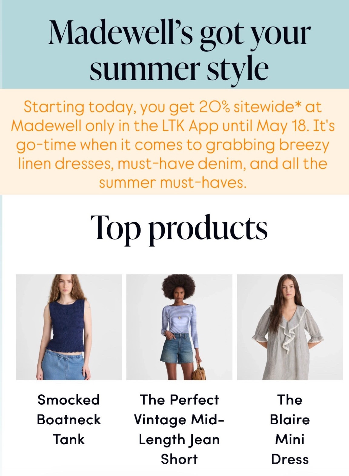 MADEWELL sale
Summer style
Summer sale
Madewell

#LTKxMadewell #LTKootd #LTKSaleAlert