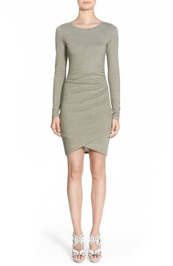 Women's Leith Ruched Long Sleeve Dress, Size Large - Green | Nordstrom
