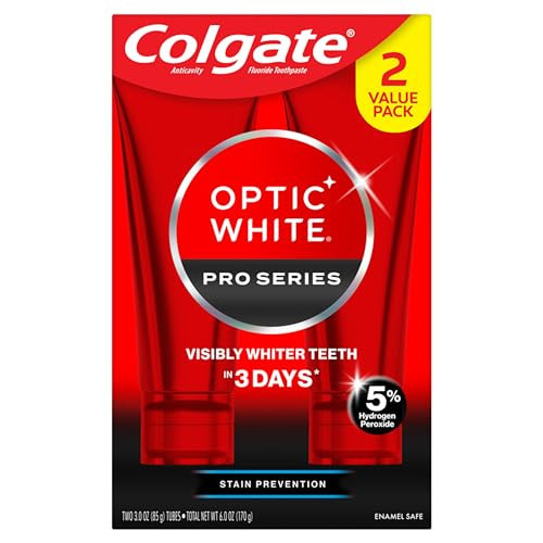 Colgate Optic White Pro Series Whitening Toothpaste with 5% Hydrogen Peroxide, Stain Prevention, 3 oz Tube, 2 Pack | Amazon (US)