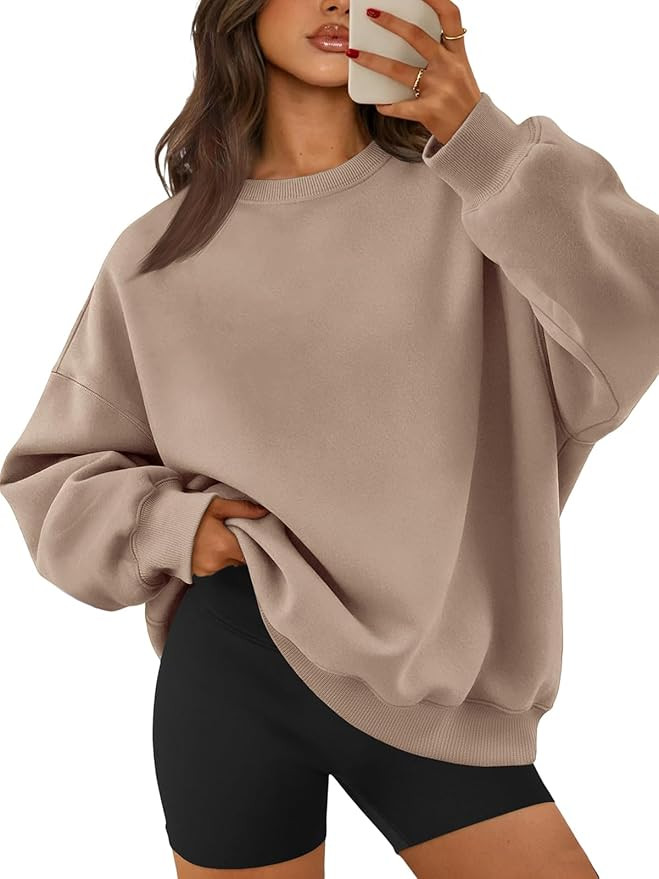 ATHMILE Oversized Sweatshirt for Women Crewneck Fleece Long Sleeve Pullover Hoodies Tops Fall Fas... | Amazon (US)