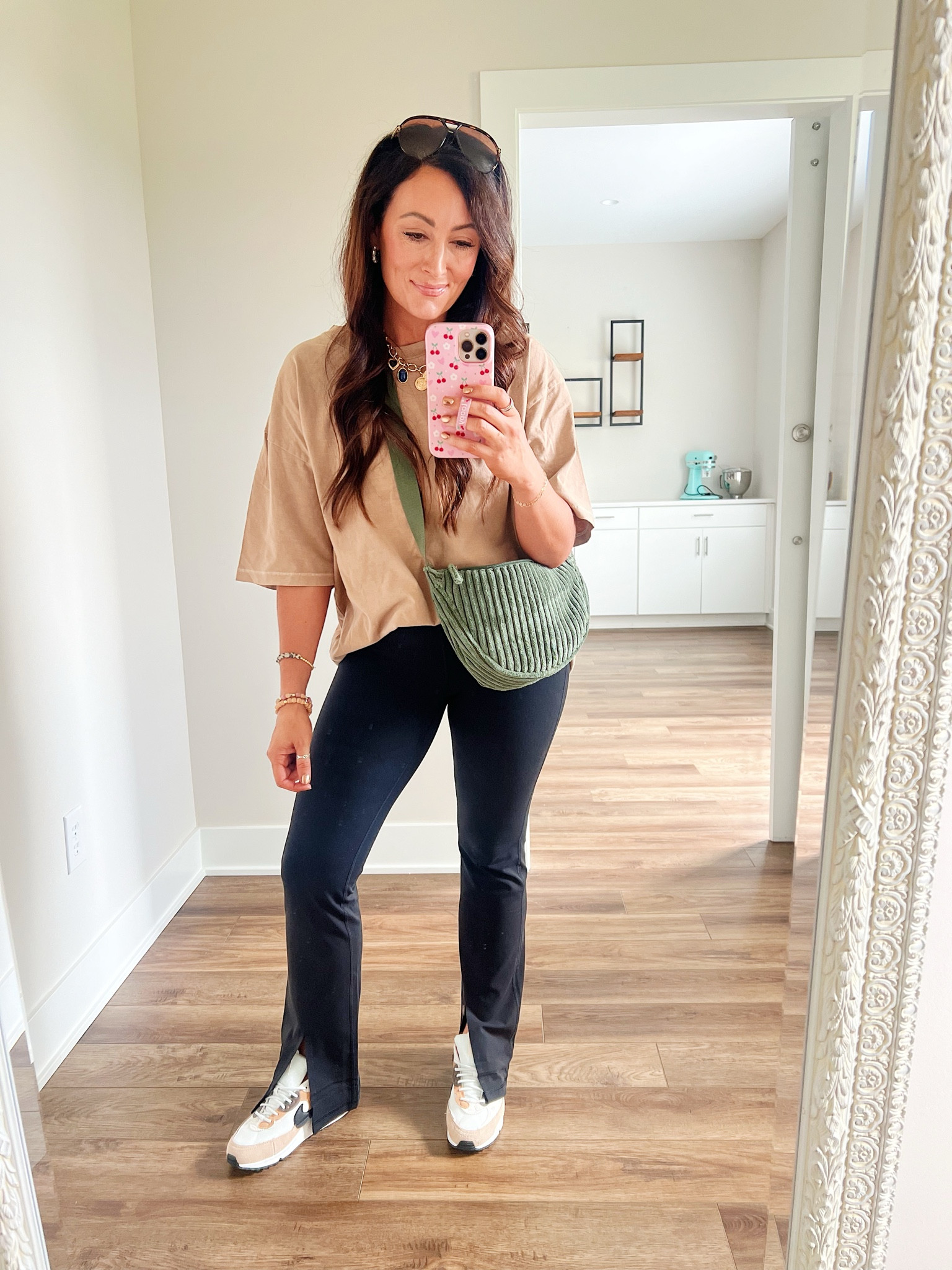 • medium tee - men’s sizing so oversized 
• size medium leggings 
• sneakers true to size 