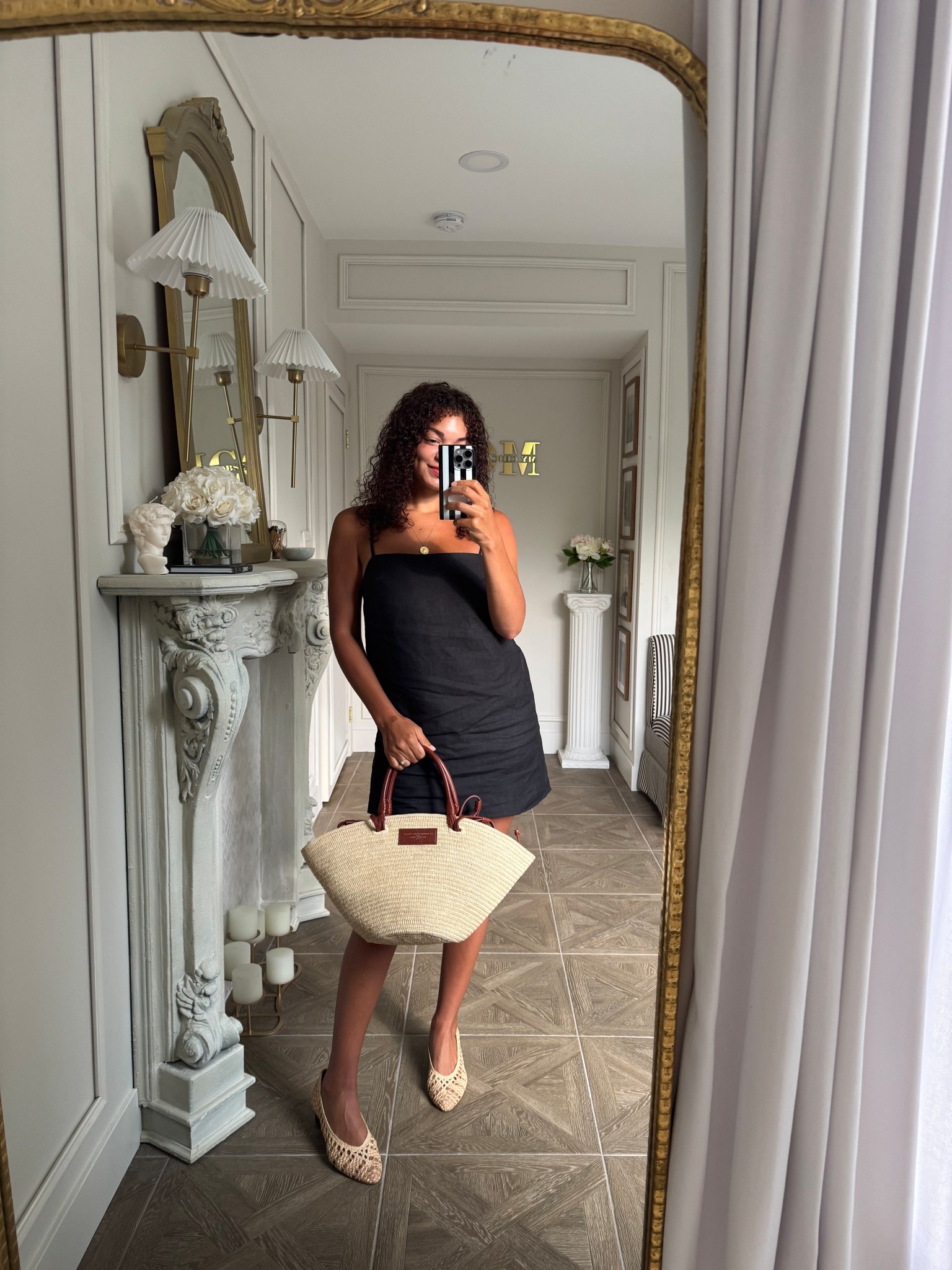 Summer outfit: black linen dress, straw bag, gold jewelry, and woven block heels 

#LTKSummerEdit #LTKSeasonal #LTKStyleTip