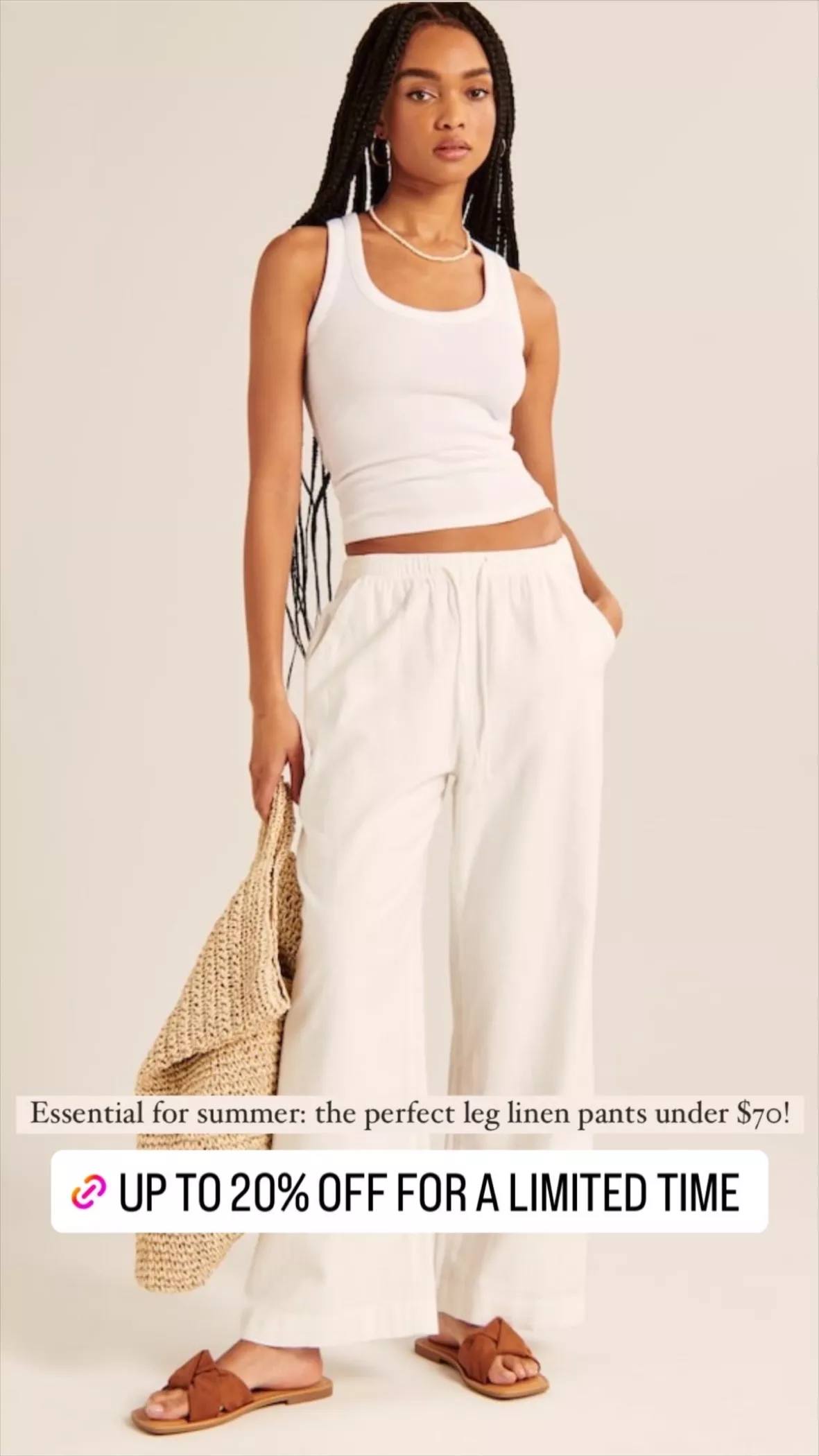 Linen-Blend Pull-On Wide Leg Pant curated on LTK