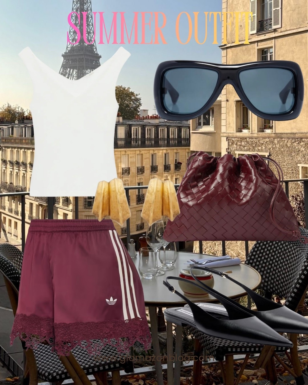 Bottega bag, Mytheresa, adidas shorts, Saint Laurent sunglasses, Victoria Beckham shoes 

#LTKeurope #LTKsummer #LTKspring