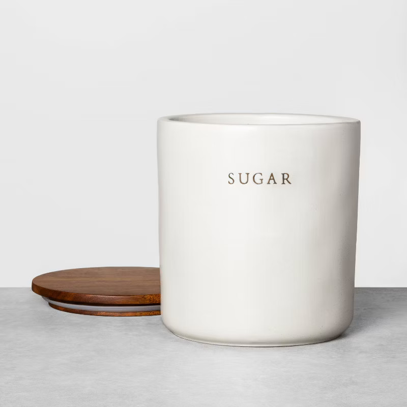 67oz Stoneware Sugar Canister with Wood Lid Cream/Brown - Hearth & Hand™ with Magnolia | Target