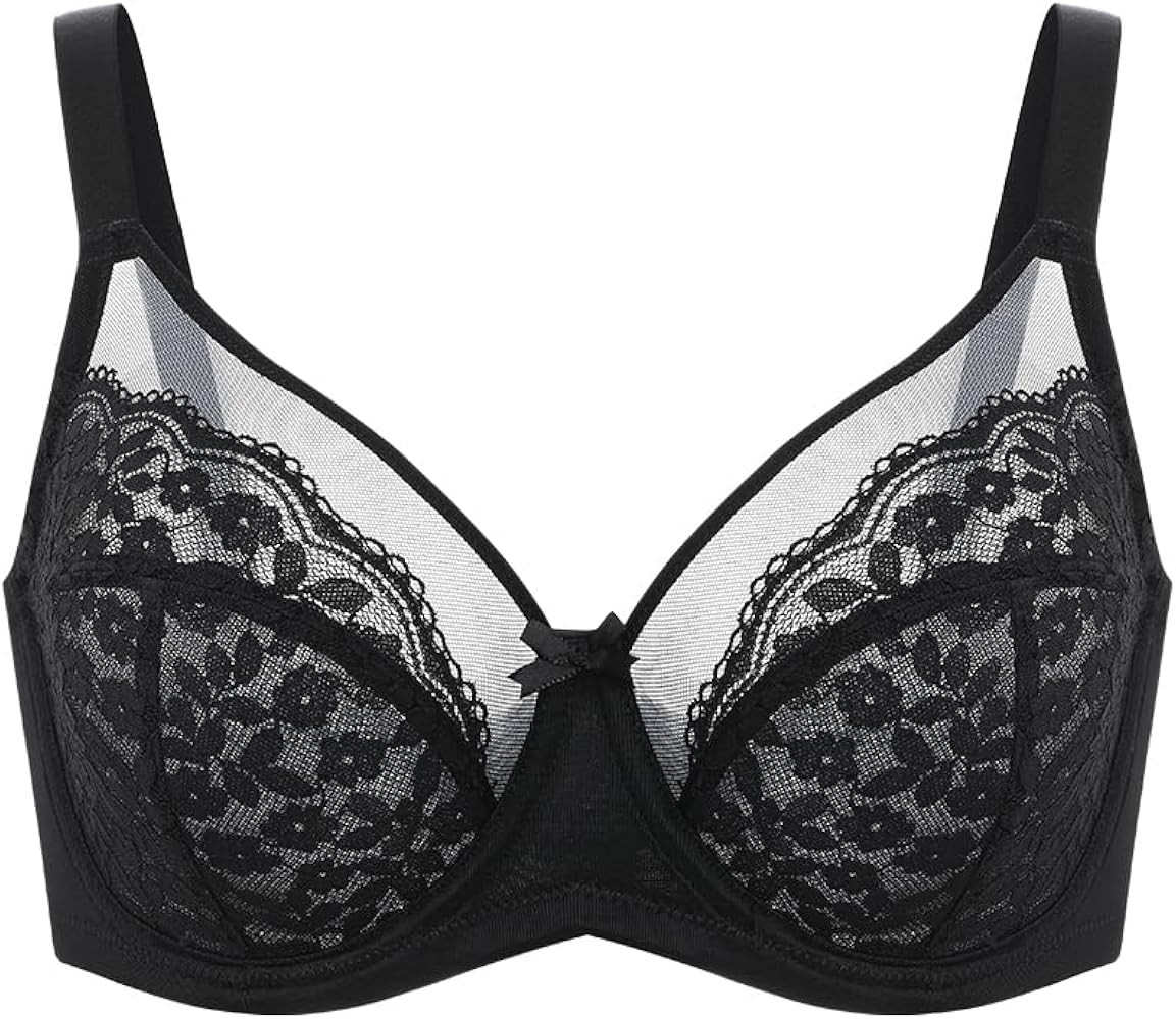 Daisy Minimizer Bra Floral Lace Full Coverage Underwire Plus Size Support Unlined Breathable Bra ... | Amazon (US)