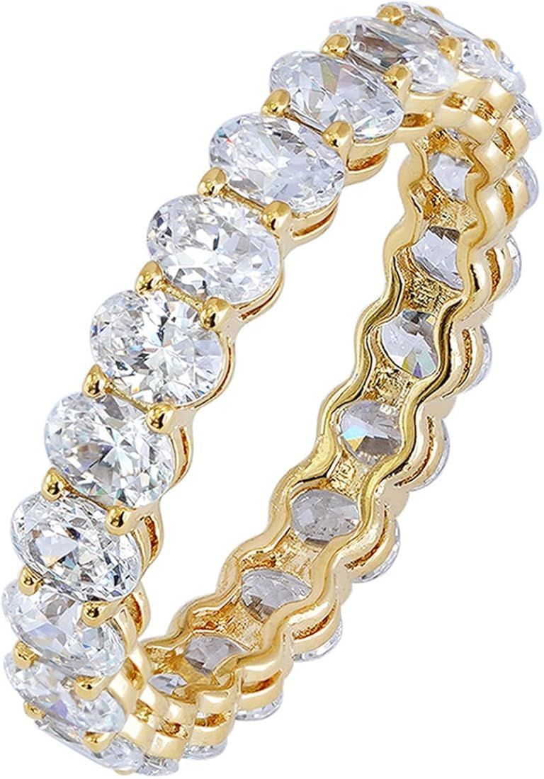 Amazon Essentials 14K Gold Plated Cubic Zirconia Stackable Statement Ring | Amazon (US)