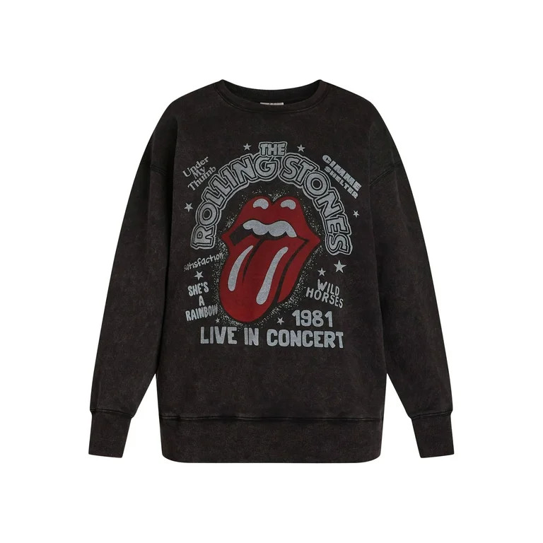 Time and Tru Women's Rolling Stones Graphic Pullover Sweatshirt, Sizes S-XXXL | Walmart (US)