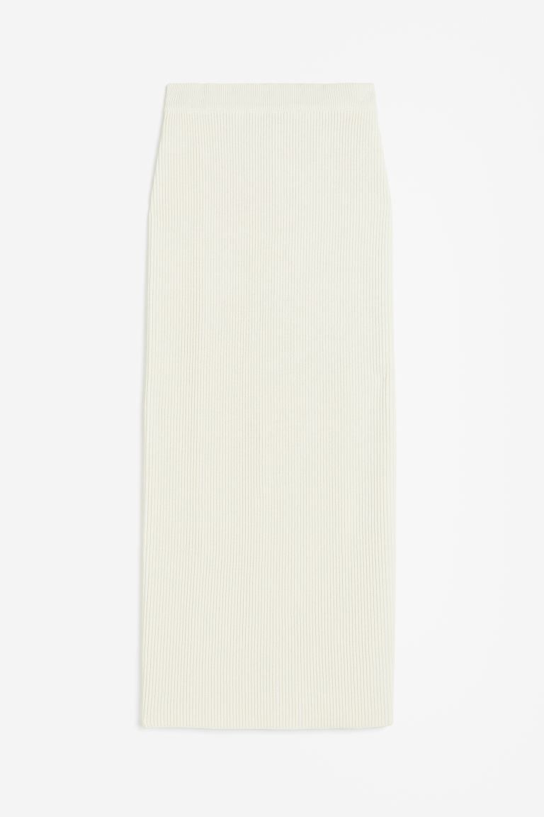 Rib-knit Pencil Skirt - Natural white - Ladies | H&M US | H&M (US)