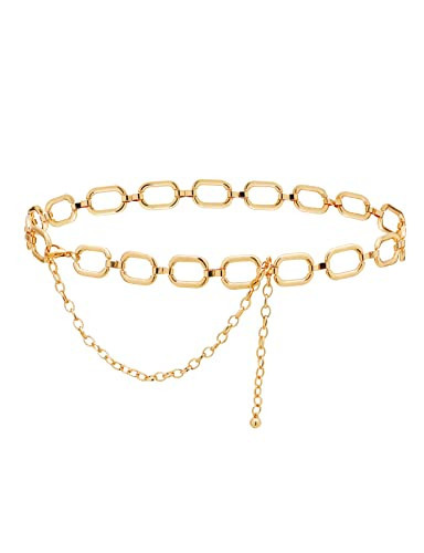 TOPACC Gold Chain Belts for Women Dresses Thick Metal Link Waist Chains Belt for Jeans Skirt Girls Fashion | Amazon (US)