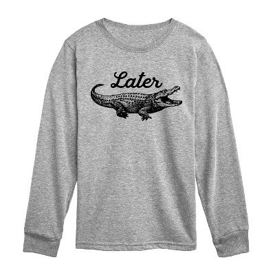 Boys' Instant Message Later Gator Long Sleeve Graphic T-Shirt - Athletic Heather - Small | Target