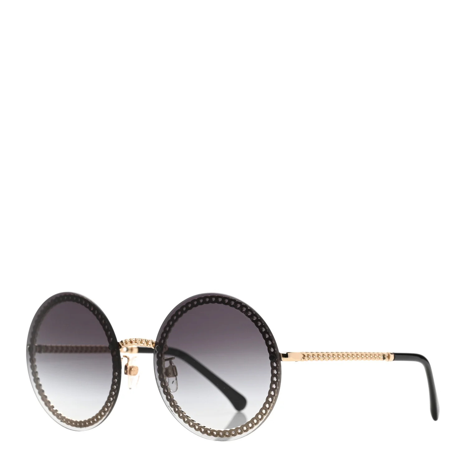 Metal Chain Round Sunglasses 4245 Black | FASHIONPHILE (US)