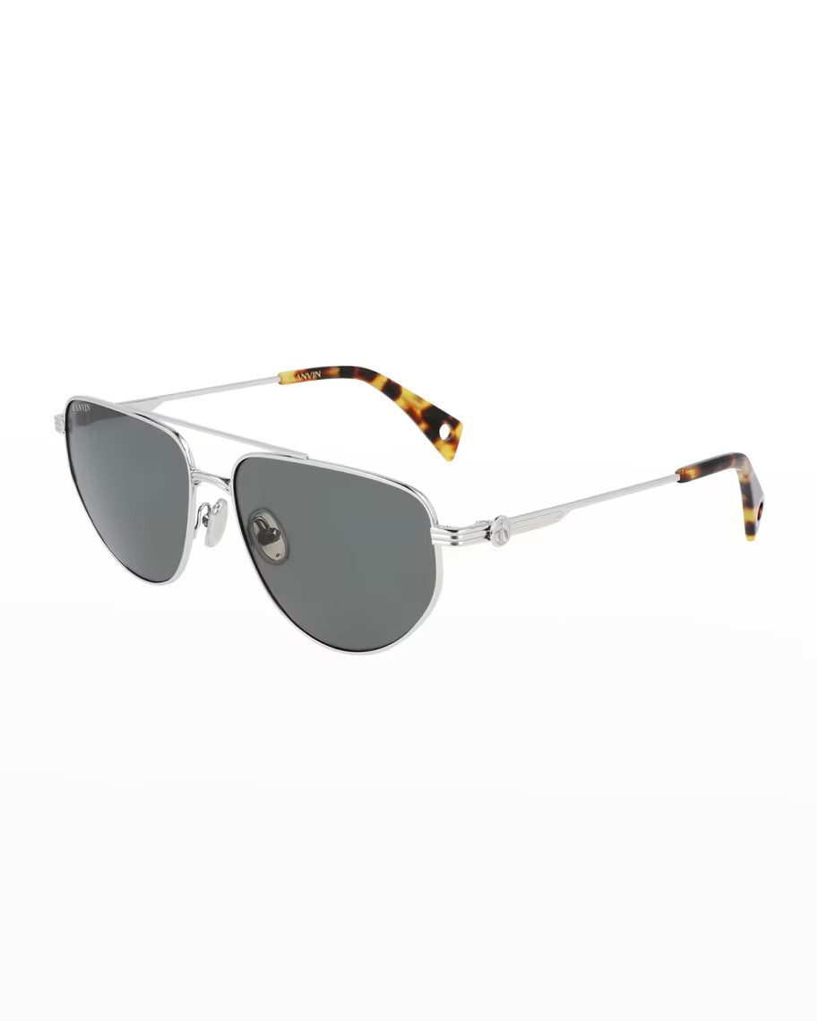 Lanvin Mother & Child Logo Metal Aviator Sunglasses | Neiman Marcus