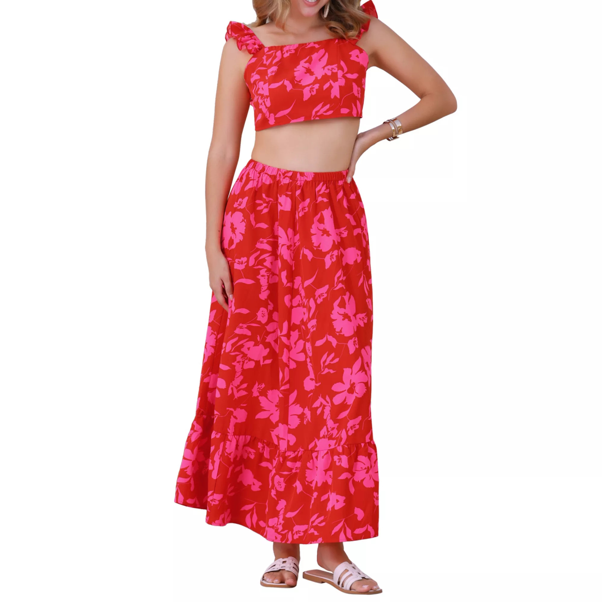 Summer 2 Piece Outfits for Women's Floral Tank Top and Maxi Skirt Set | Kohl's