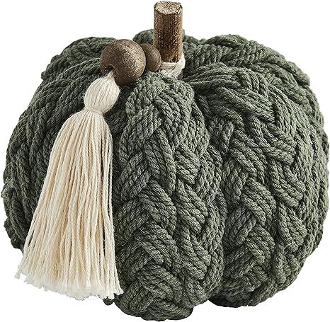 Mud Pie, Green Braided Rope Pumpkin Sitter, 4" x 5" Dia | Amazon (US)