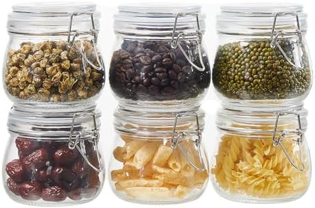 6 Pack 17 oz Glass Jars with Airtight Lids – Food Storage Containers with Preserving Seal Wire ... | Amazon (US)