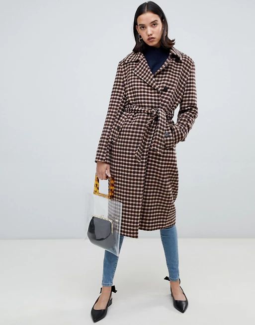 Selected Femme Check Wool Wrap Coat | ASOS UK