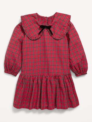 Long-Sleeve Plaid Collared Dress for Toddler Girls | Old Navy (US)