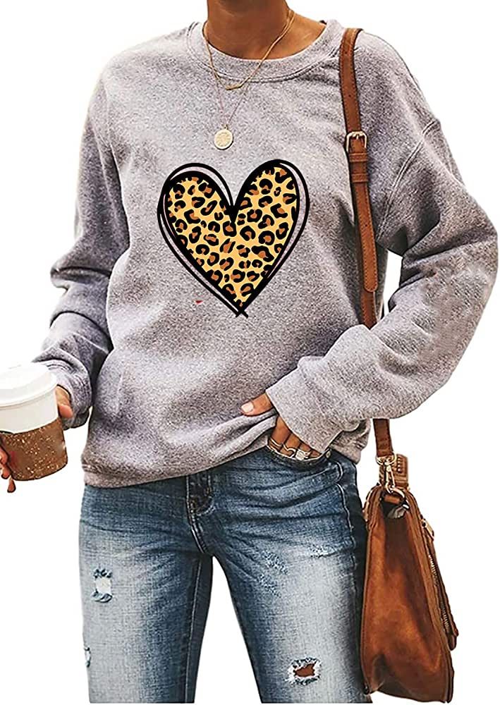 Yimoya Fleece Valentines Day Sweatshirt Womens Cute Leopard Love Heart Lollipop Pullover Tops Val... | Amazon (US)