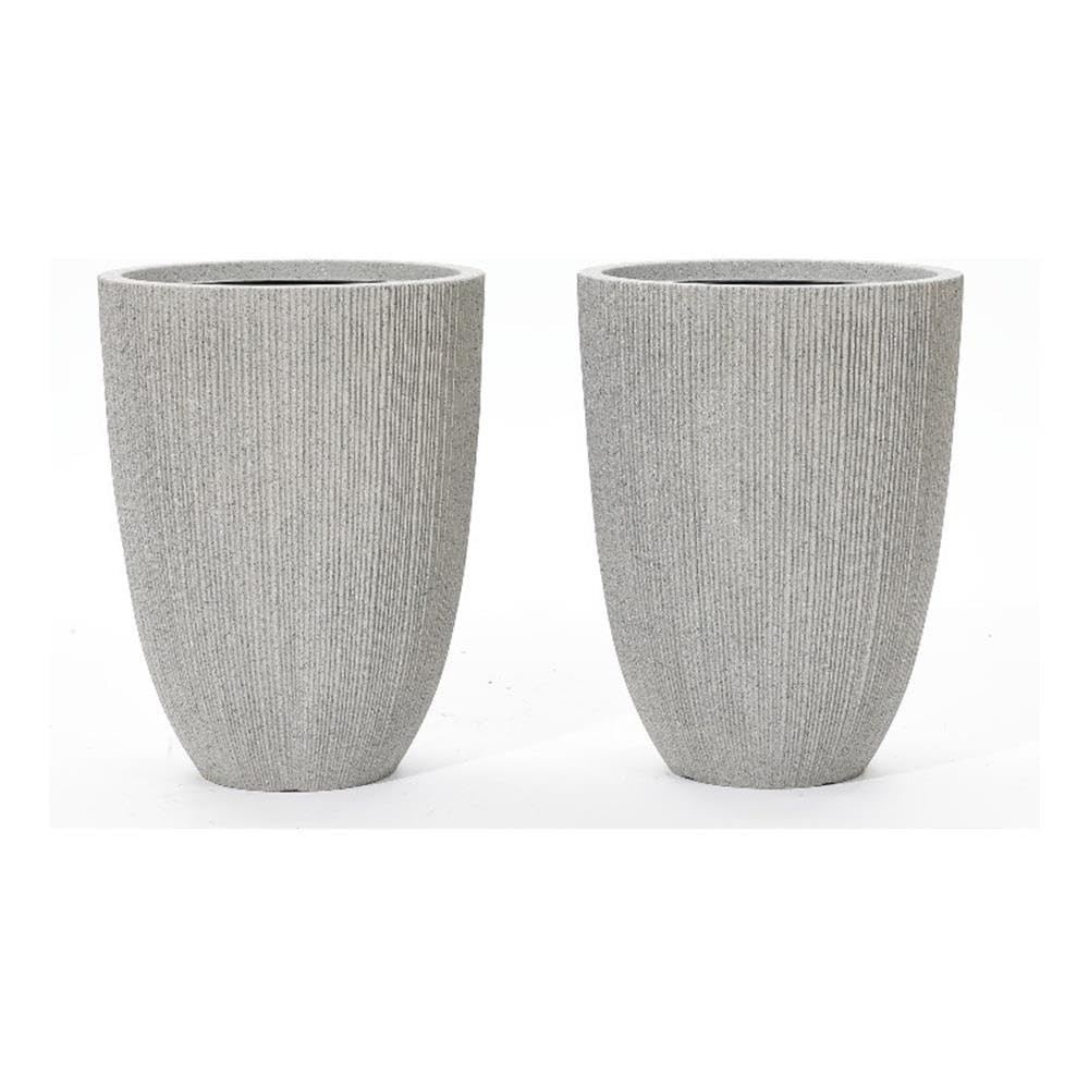 LuxenHome Set of 2 Tall Planters, 19" H Large Indoor Outdoor Plant Pots with Drainage Holes, Mode... | Amazon (US)