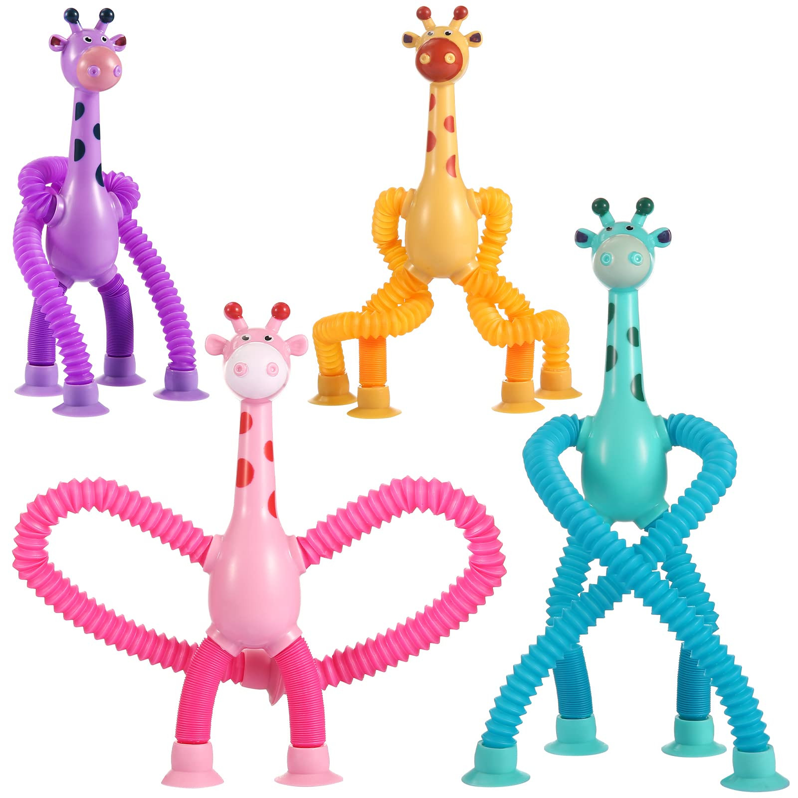 4Pcs Telescopic Suction Cup Giraffe Toy – Sensory Tube Toddler Travel Toys, Connect & Pop Fidge... | Amazon (US)