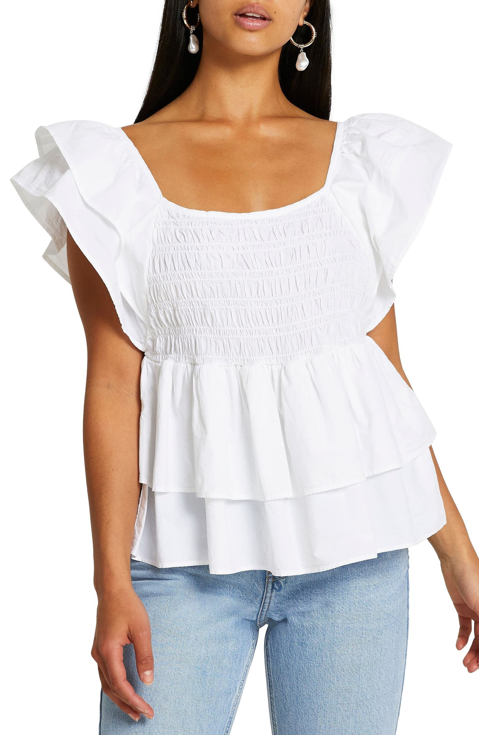 Frill Layered Poplin Top | Nordstrom