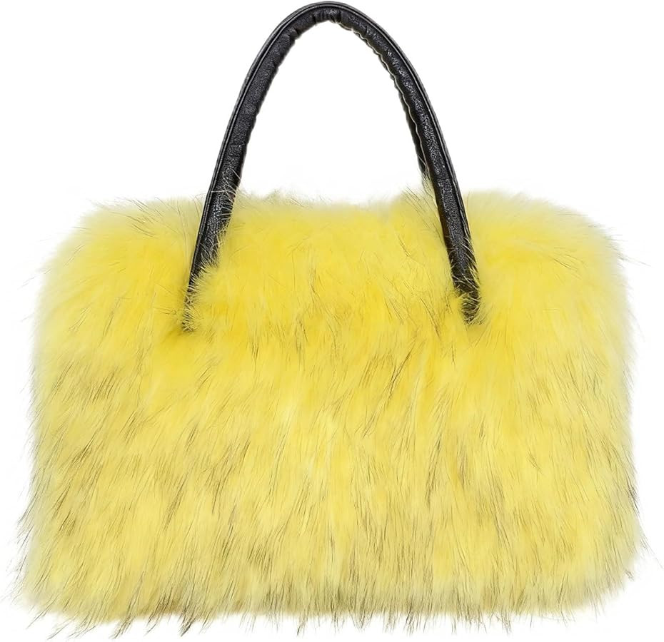 Fur Purses for Women, Fuzzy Purse Handbags, Women's Shoulder Faux Fur Work Tote Bag Fluffy Satche... | Amazon (US)