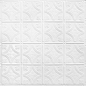 American Tin Ceilings [5 Pack] 24" x 24" 100% Tin Nail-Up Ceiling Tiles | Pattern #3 Bright White... | Amazon (US)