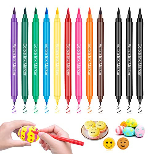 Food Coloring Pens, 12Pcs Double Sided Edible Food Coloring Markers with Fine and Thick Tip, Food Grade Gourmet Writers for DIY Cake Decorating, Cookies, Frosting, Fondant, Easter Eggs | Amazon (US)