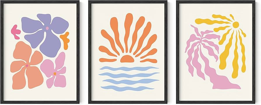 HAUS AND HUES Danish Pastel Preppy Posters - Set of 3 Flower Posters for Room Aesthetic, Preppy P... | Amazon (US)