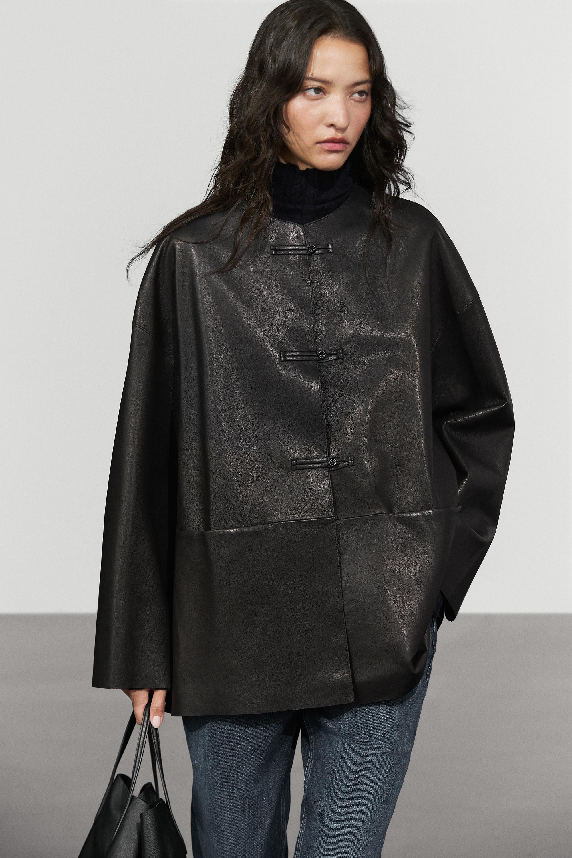 Lederjacke mit Knebelkn\u00f6pfen | Massimo Dutti DE