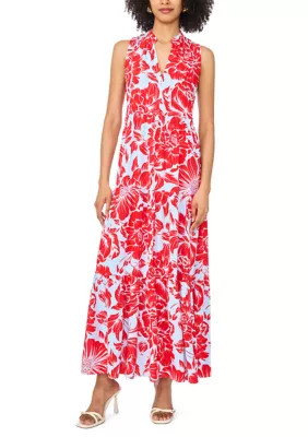 Women's Tiered Split Neck Floral Dress | Belk