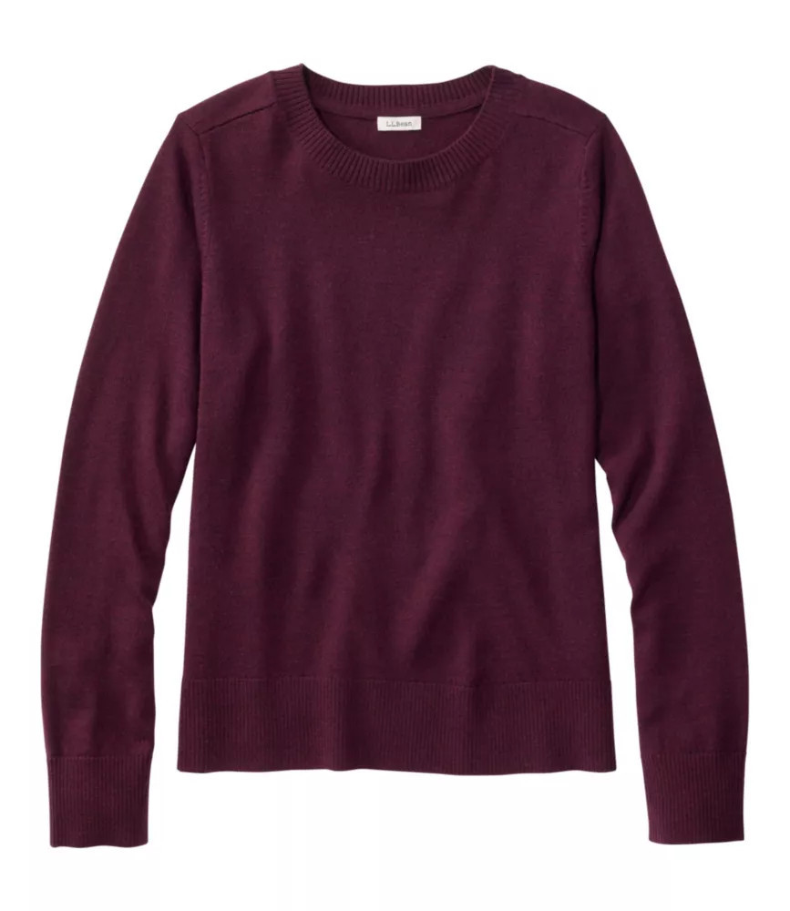 Women's Essential Merino Wool Sweater, Crewneck Fig Heather 1X L. L.Bean | L.L. Bean
