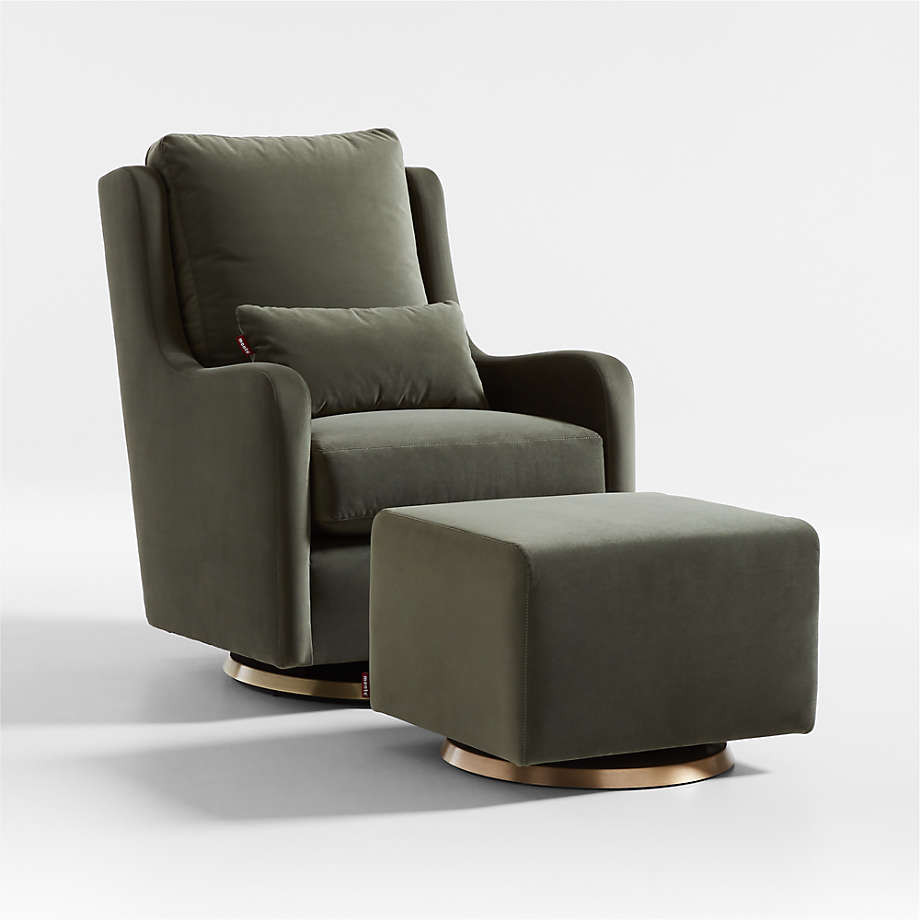 Milo Green Nursery Swivel Glider Chair with Gold Base + Reviews | Crate & Kids | Crate & Barrel