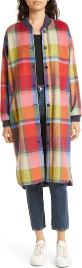THE GREAT. The Long Plaid Wool Blend Bomber Jacket | Nordstrom | Nordstrom