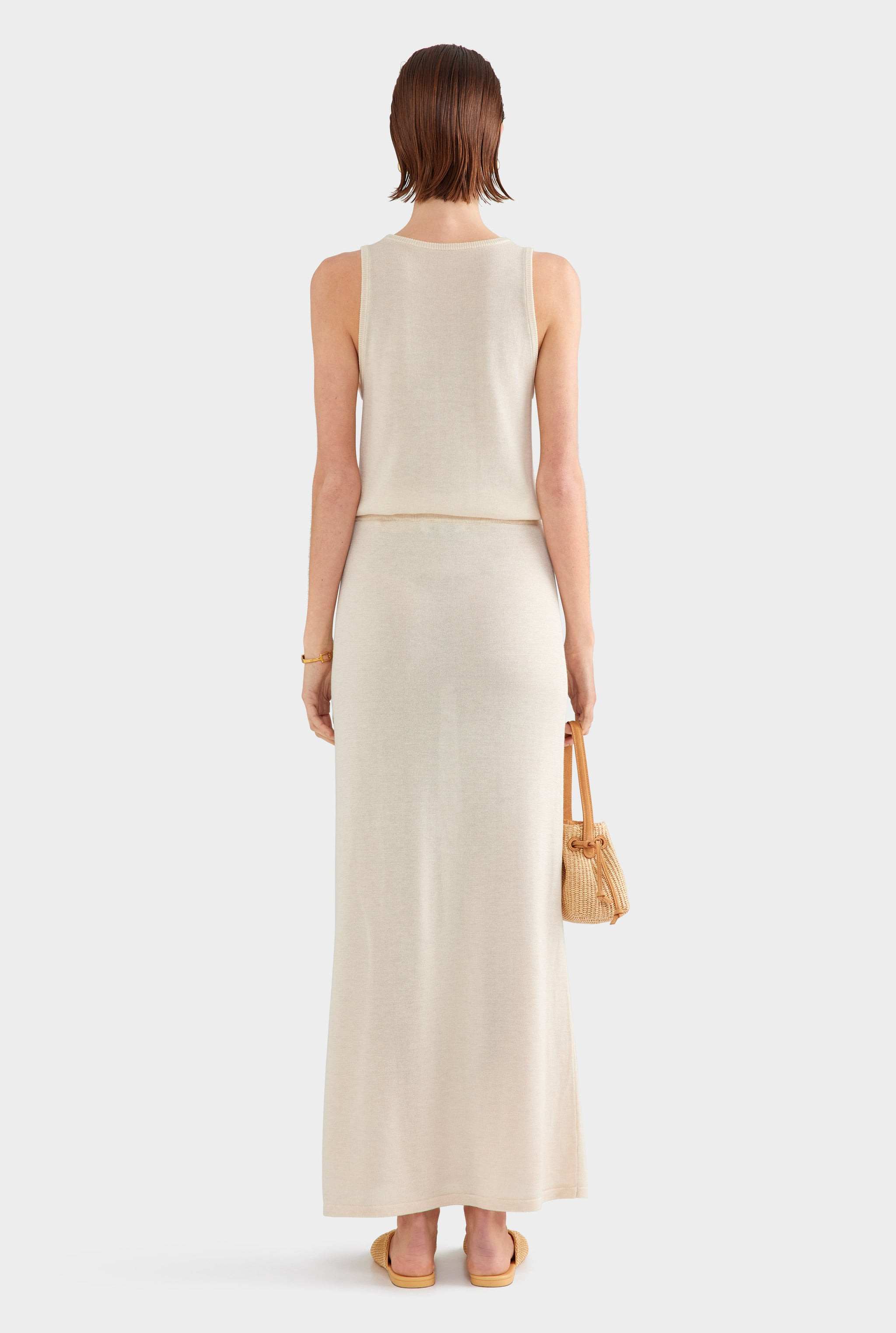 Tencel Silk Knit Skirt Sand | Venroy | Venroy AU