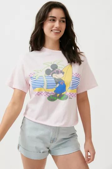 Junk Food X Disney Surfer Mickey Mouse Cropped Tee | Urban Outfitters (US and RoW)