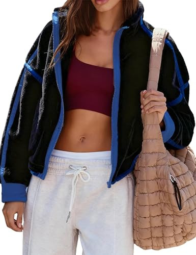 Womens Fleece Jacket Winter Trendy Sherpa Zip Up Jackets Soft Casual Outerwear with Pockets | Amazon (US)