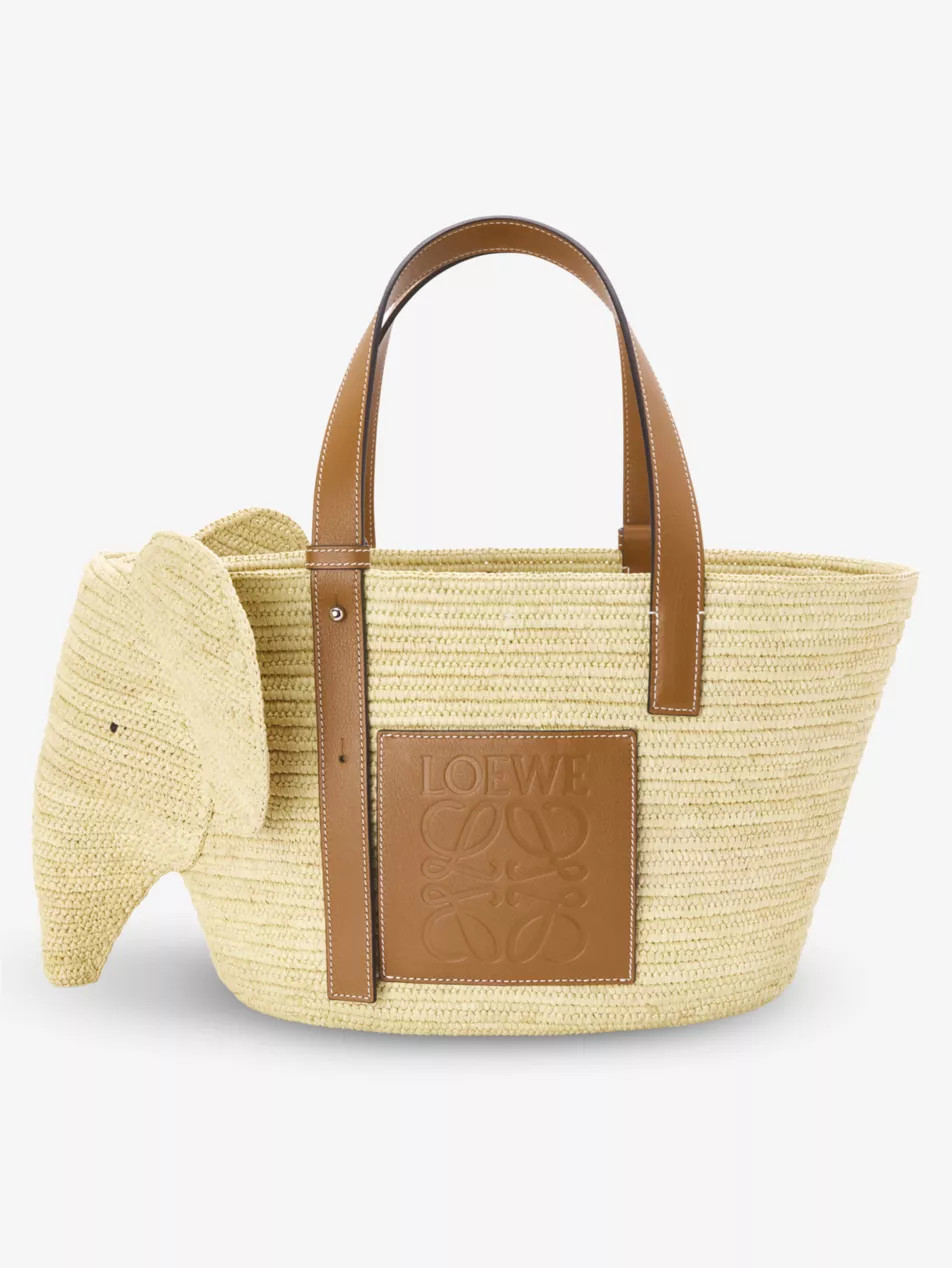 Elephant raffia and leather shoulder bag | Selfridges