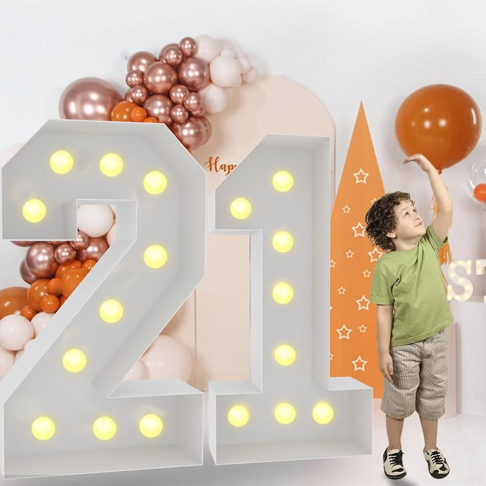 4FT White Large Marquee Light Up Numbers 21 Mosaic Numbers,giant light up numbers for Party Birth... | Amazon (US)