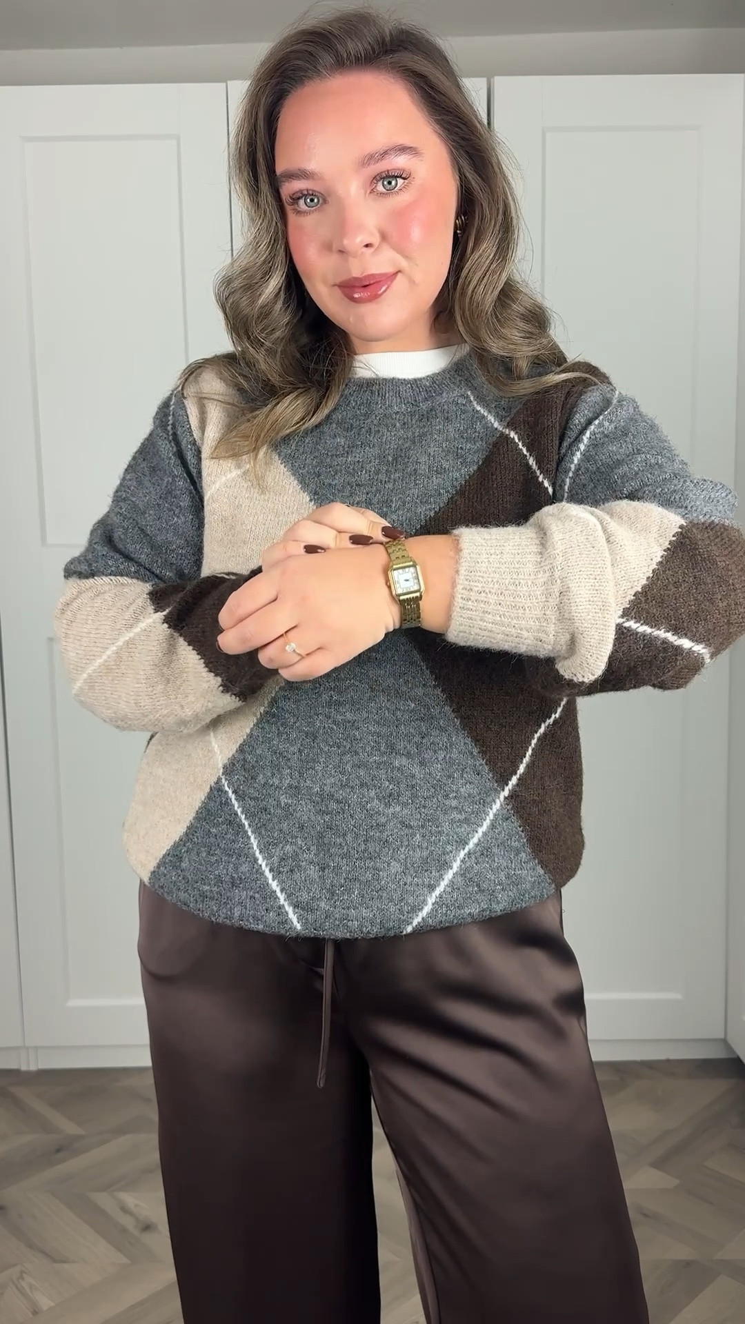 can’t stop with the chocolate brown outfits - mixed with grey is too good🤌🏻

I wear an XL in the knit (probably could have got an L) and a 14 in the satin trousers (my usual size) 

#LTKmidsize #LTKstyletip #LTKwinter